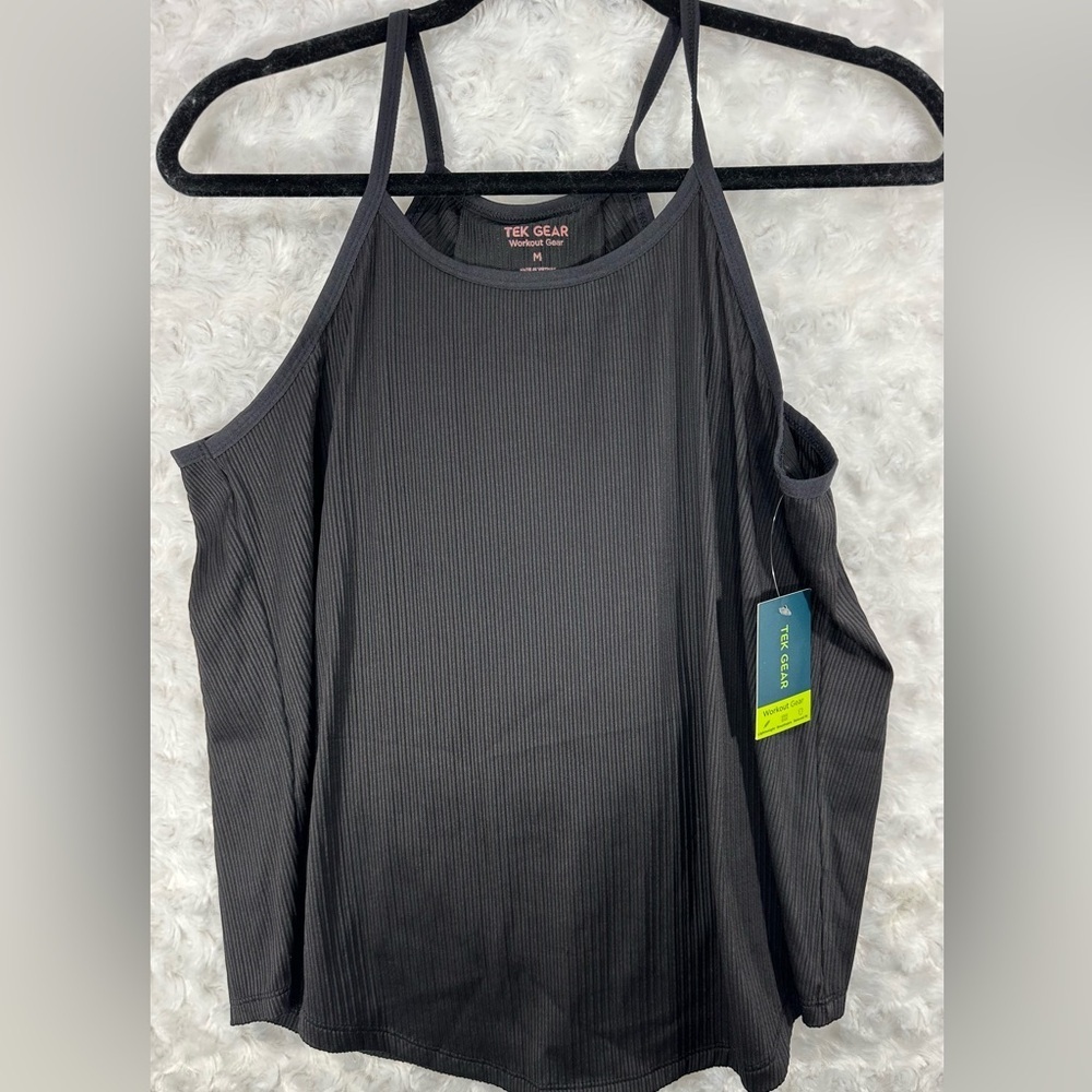 Tek Gear Women's Size M Black Relaxed Ribbed Summer Spring Tank Top